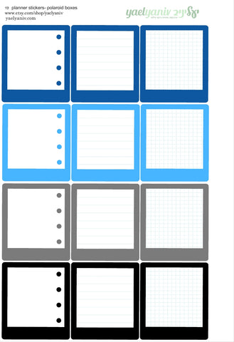 גליון מדבקות לפלאנר/יומן - מסגרות פולארויד (כ/ת/א/ש) למשימות